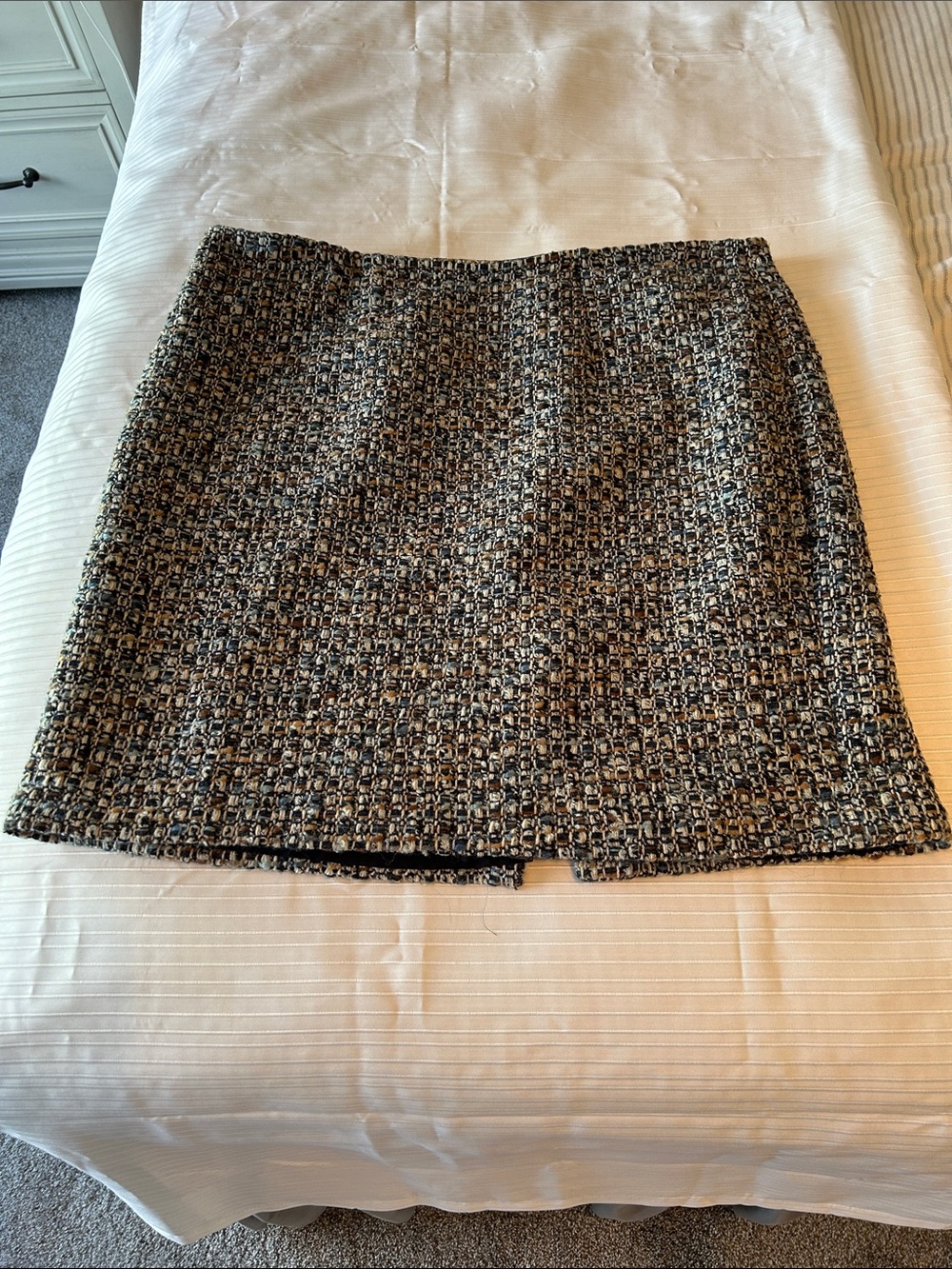 Talbots Structured Tweed Skirt in Blue, Cream and Tan